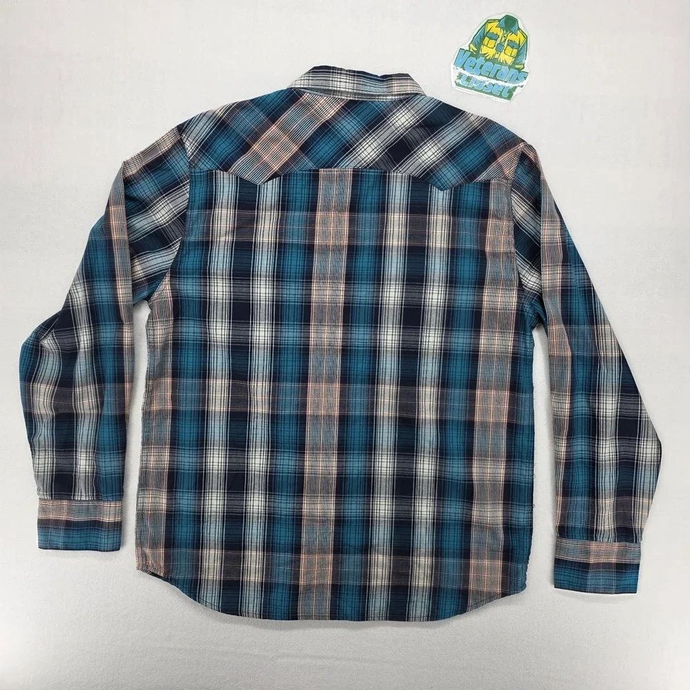 Levis The Western Pearl Snap Shirt Mens XL Blue Plaid Button Up 3LYLW0172 NEW